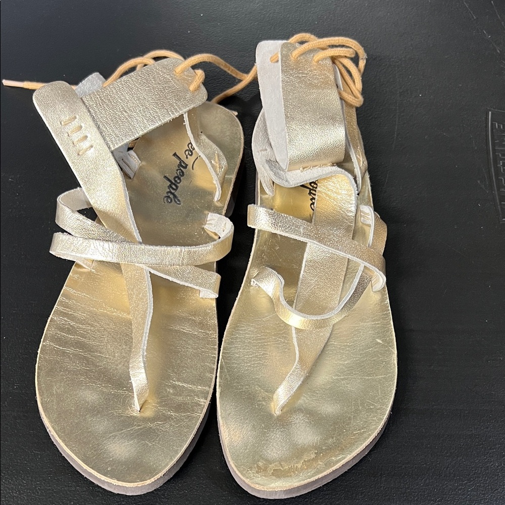 Free People Gold Strappy Sandals